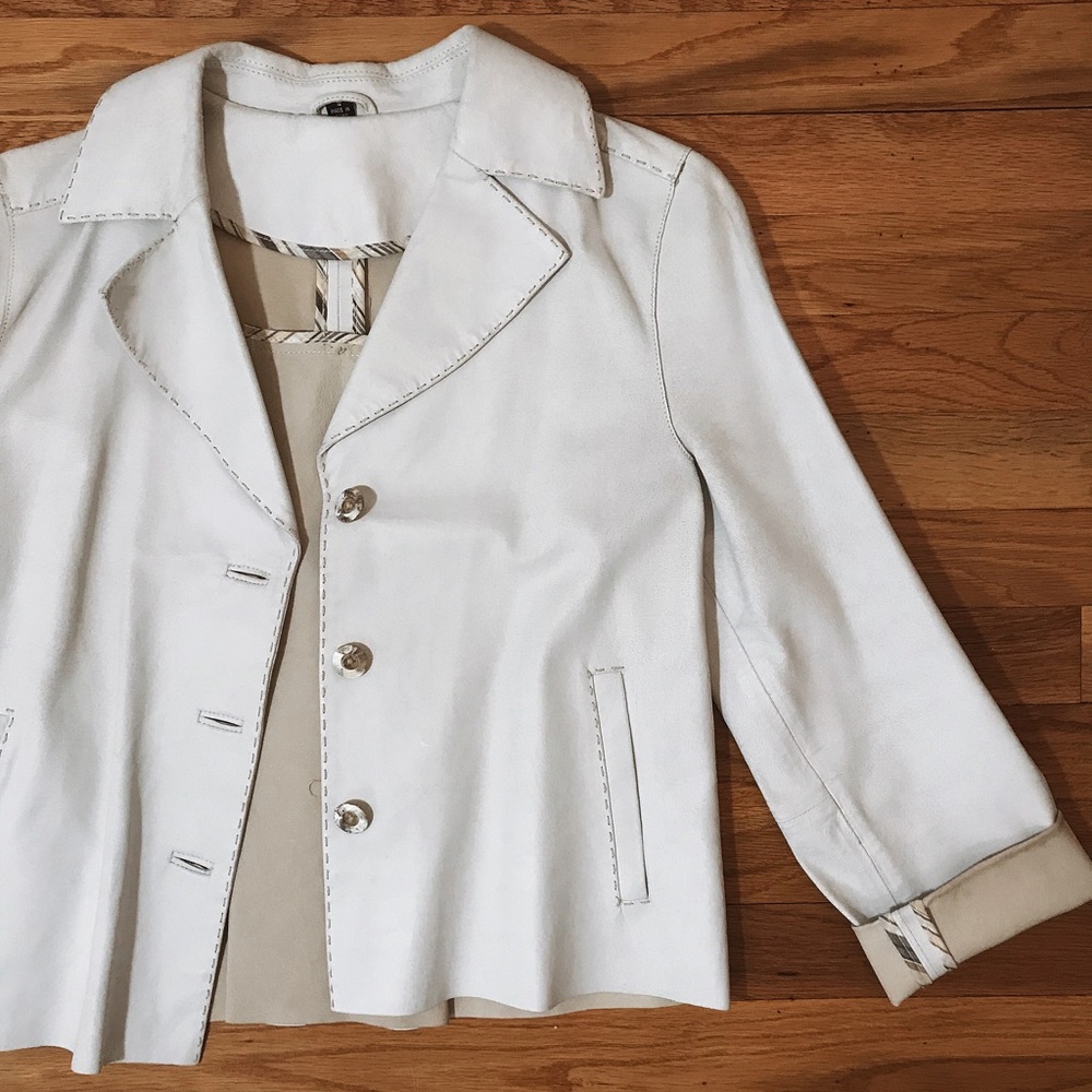 Off White Button Down Leather Jacket - image 1